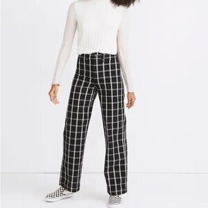 Madewell - Slim Emmett Wide-Leg Full Length Pants - Windowpane Black/White check